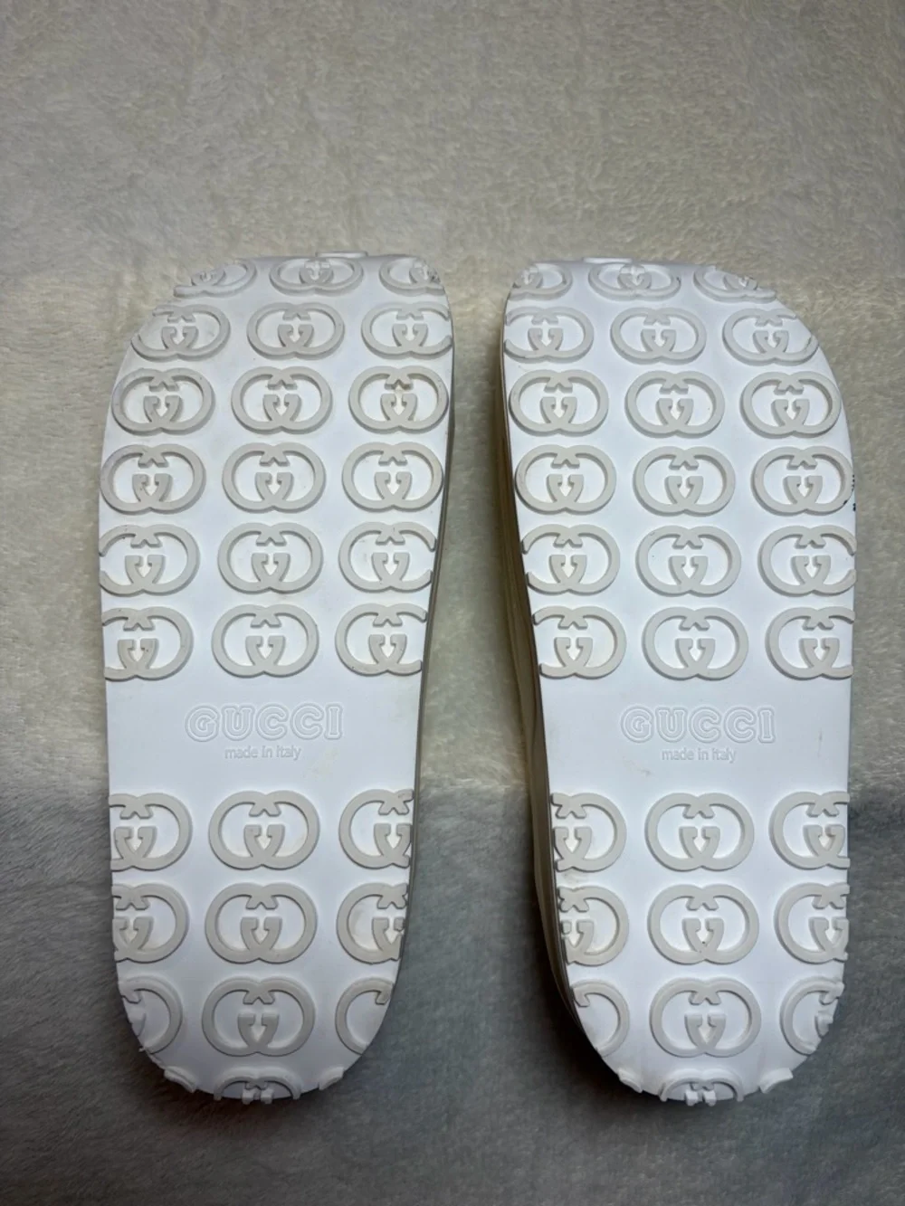 Gucci Miami Interlocking G Platform Off White Logo Rubber Slide Sandals - Picture 6 of 7